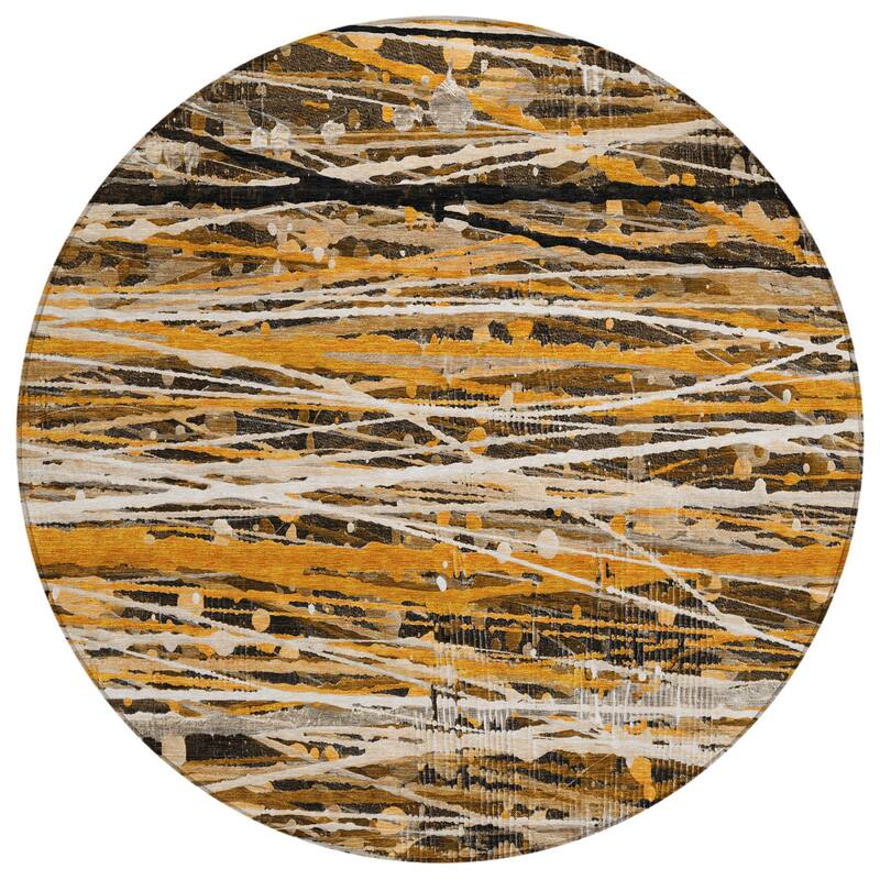 Machine Washable Indoor/Outdoor Abstract Stripes Chantille Rug
