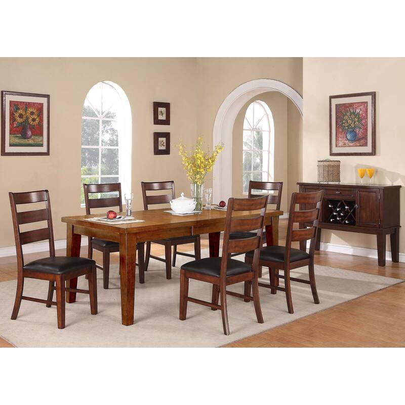 Ladder Back Dining Chairs Upholstered Seat Walnut Finish