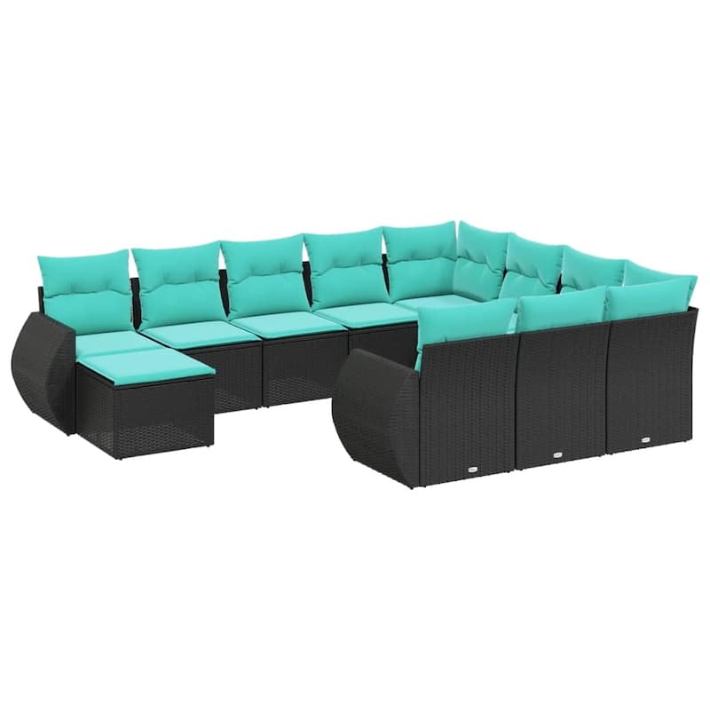 vidaXL Patio Sofa Set with Cushions Outdoor Furniture 11 Piece Poly Rattan - 24.4x 24.4x 27.2