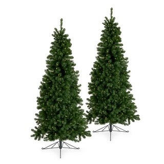 Home Heritage 7ft Pre-Lit LED Artificial Half Christmas Tree with Stand ...