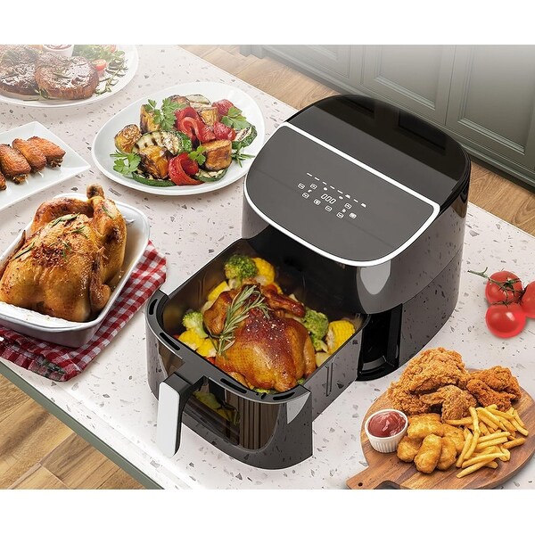 Air Fryer 8Qt Plus Oilless 8-in-1 Family Size AirFryer,Black - Bed