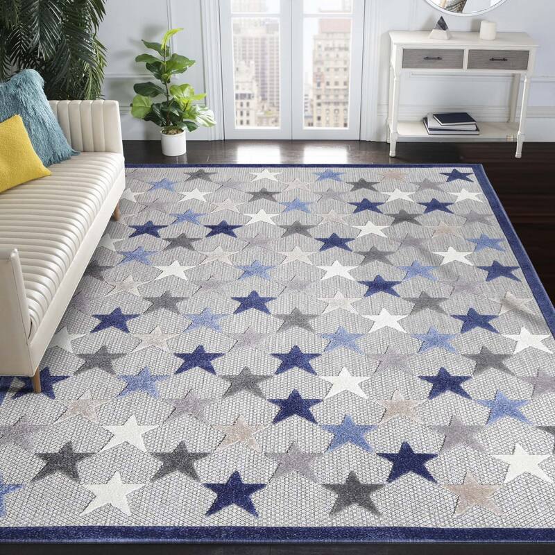 Superior Whimsical Stars Modern Indoor Outdoor Area Rug