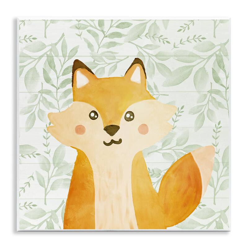 Stupell Whimsical Fox on Florals Wall Plaque Art Design By Kim Allen - 12 x 12