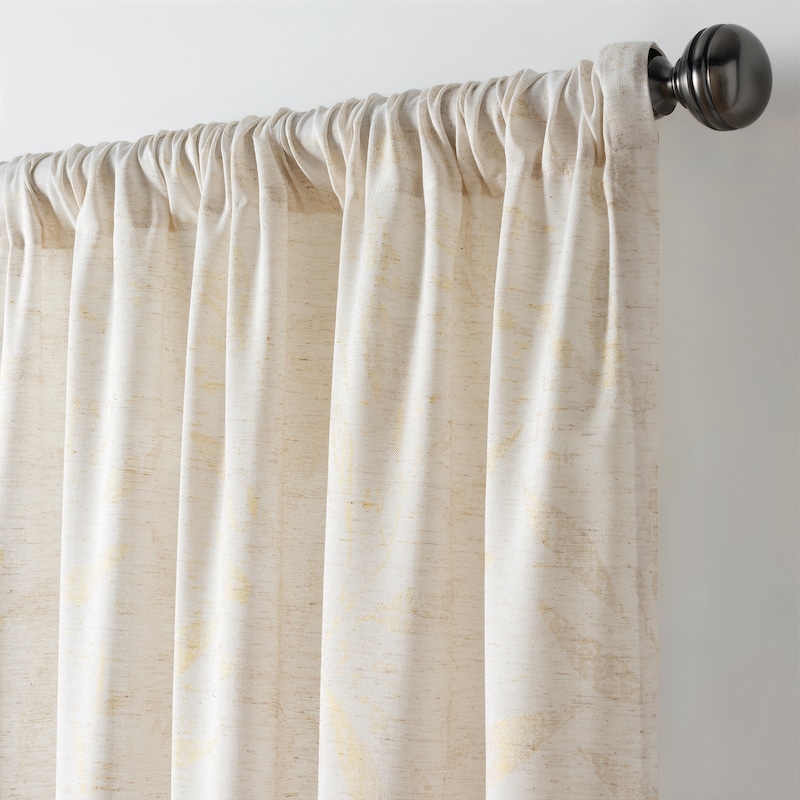 Martha Stewart Metallic Leaves Poletop Curtain Panel Pair