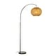 preview thumbnail 11 of 12, 1-Light 75" Arc Floor Lamp with Hand-woven Bamboo Shade Black + Marble Base
