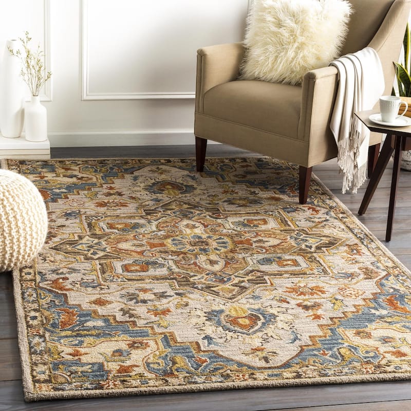 Livabliss Traditional Artemis Medallion Area Rug - 6' x 9' - Denim
