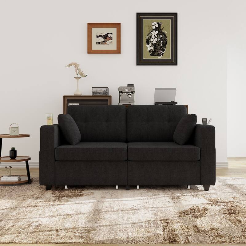 67.76" Chenille 3-Seater Sofa with USB Ports and Storage
