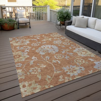 Machine Washable Indoor/ Outdoor Chantille Farmhouse Floral Rug