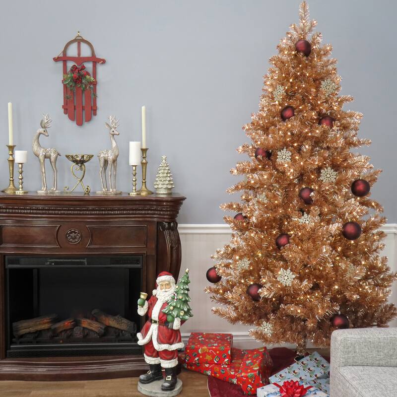 National Tree Company 7.5 ft. Pre-Lit Christmas Rose Gold Metallic Tree - 7.5 Foot