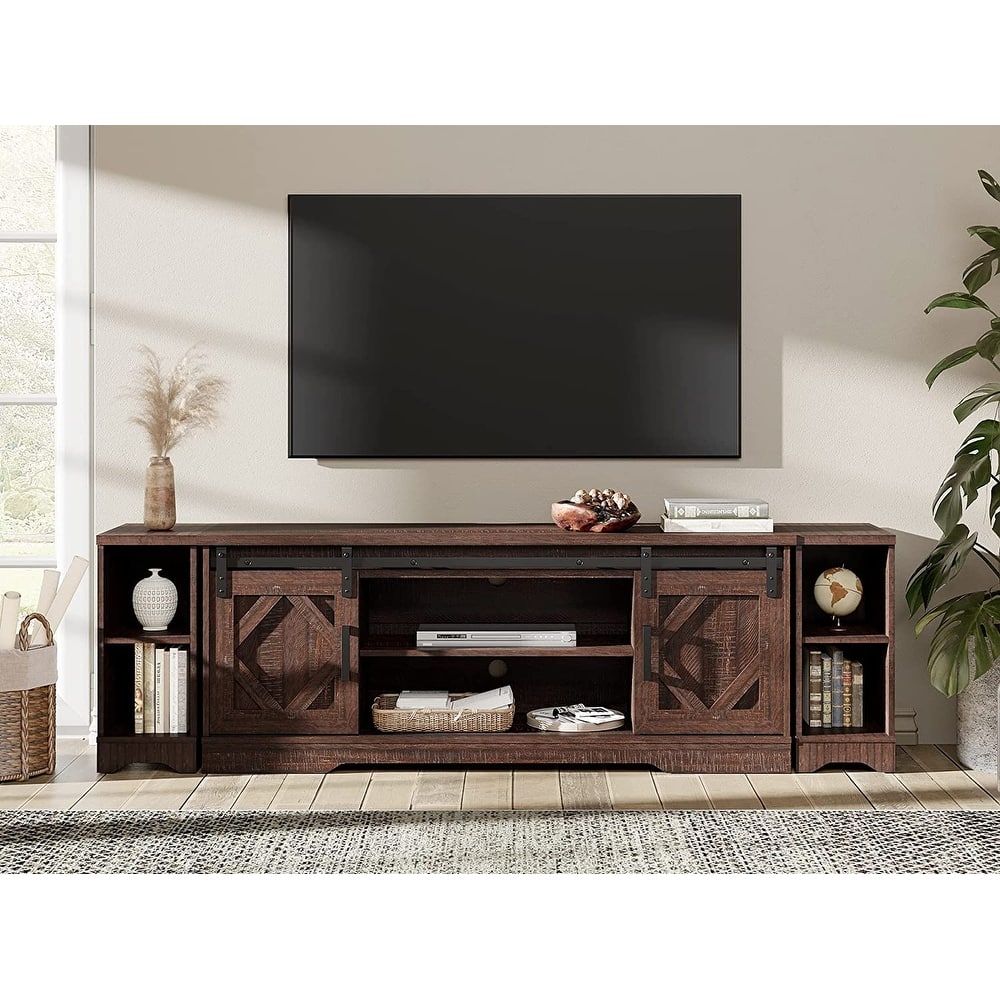 Modern Farmhouse TV Stand for up to 85" TVs with Open Storage