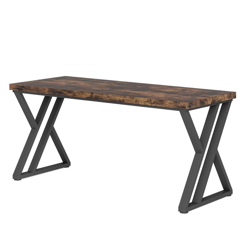 55" Modern Writing Desk - Brown+Black
