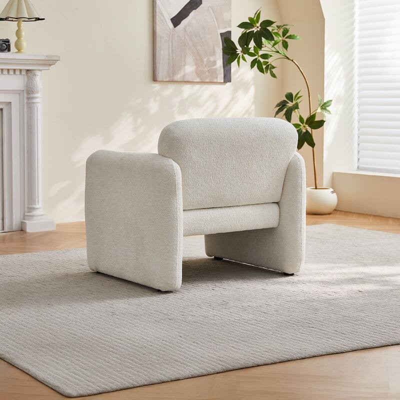 Accent Chair, Curved Back Single Armchair, Plush Upholstered