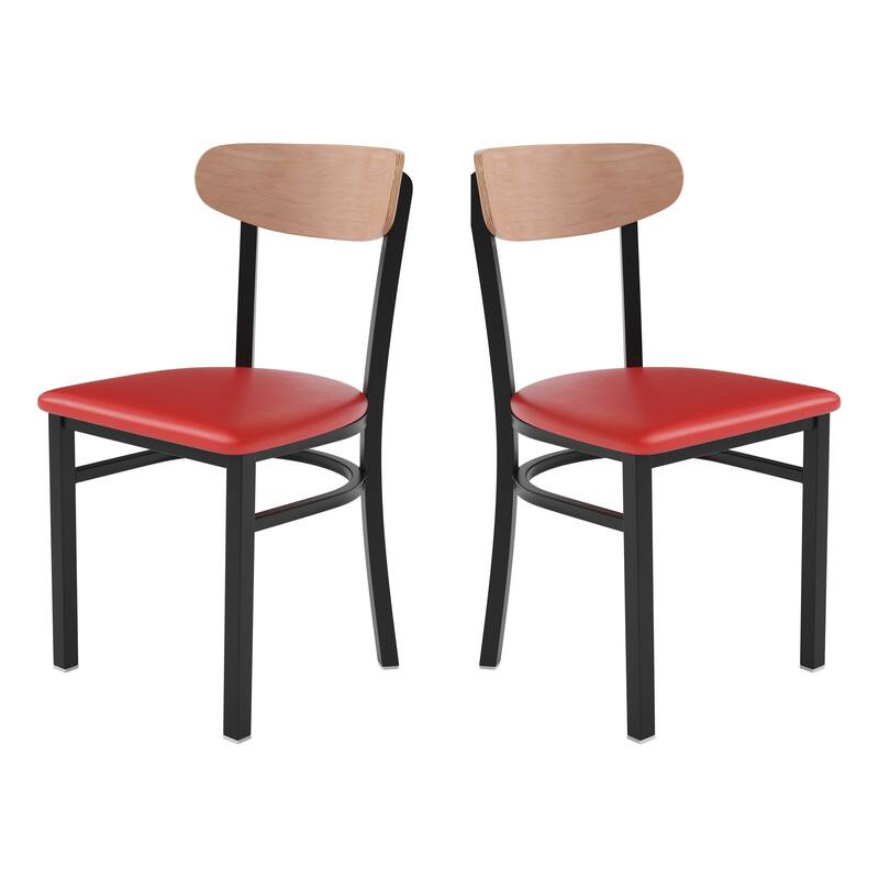 2PK Commercial Metal Dining Chairs with Boomerang Back