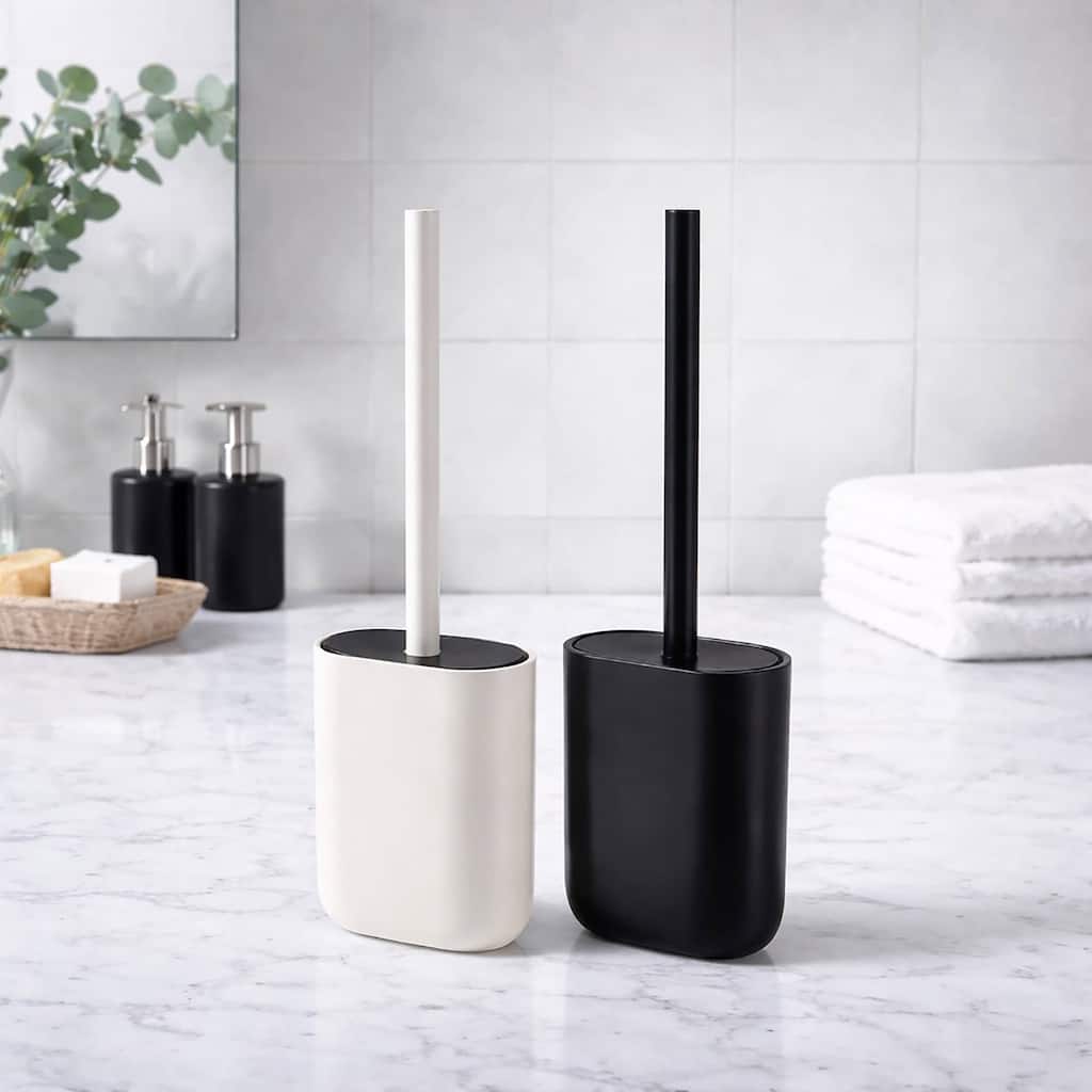 Oval Toilet Brush And Holder Set - 4 L x 2.5 W x 15.25 H