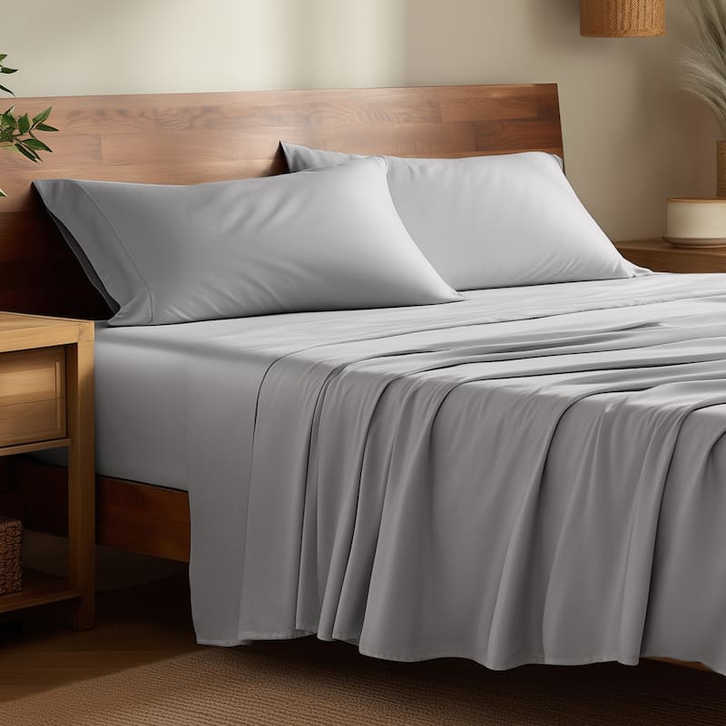 Bare Home Rayon from Bamboo Sheet Set - Deep Pocket - Breathable - King - Light Grey