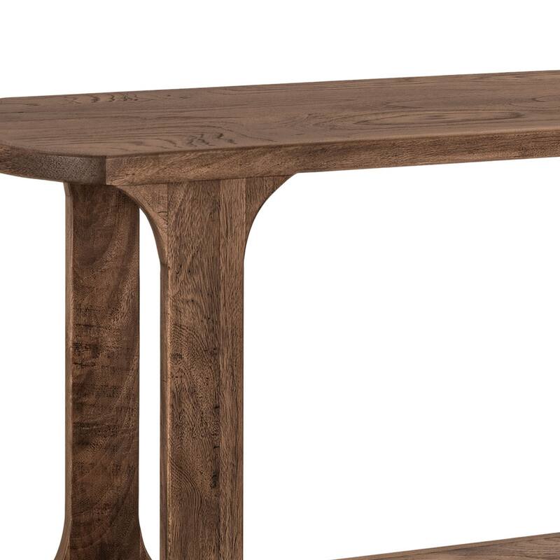 Eray Sofa Console Table, 1 Shelf, Almond Barrel Brown Wood, 59 Inch