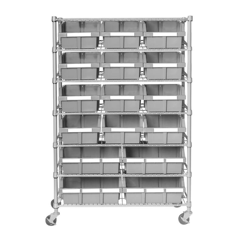 Seville Classics Commercial 7-Tier NSF 16-Bin Rack Shelving, 36" W x 14" D x 56" H - 36" W x 14" D x 56" H