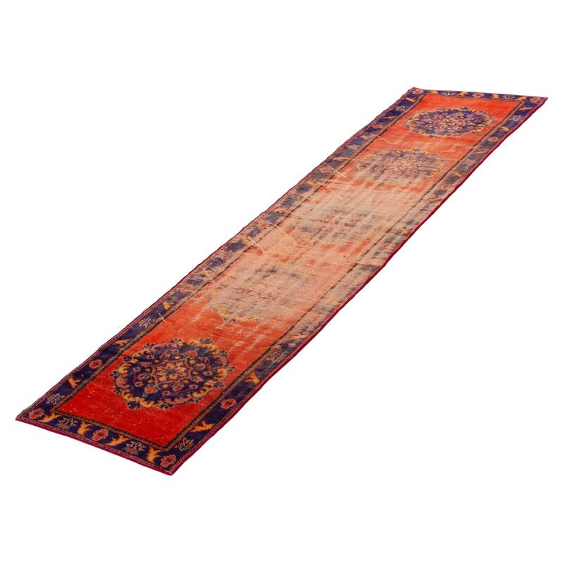 ECARPETGALLERY Hand-knotted Melis Vintage Copper Wool Rug - 2'8 x 10'11