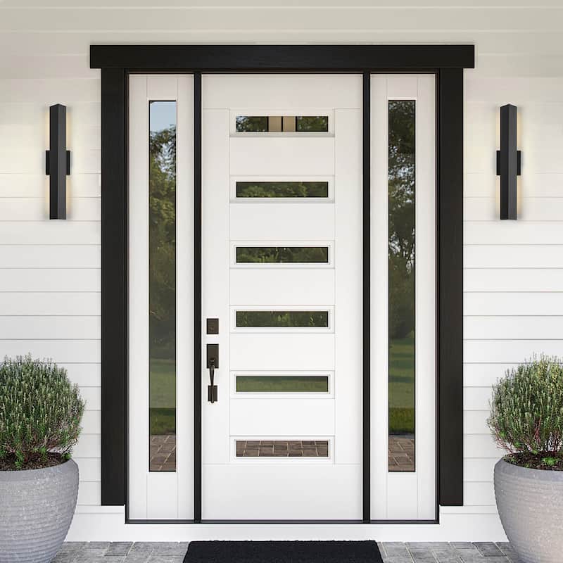 Modern Minimalist Black Outdoor Integrated LED Wall Sconce(2-Pack) - 21.8"