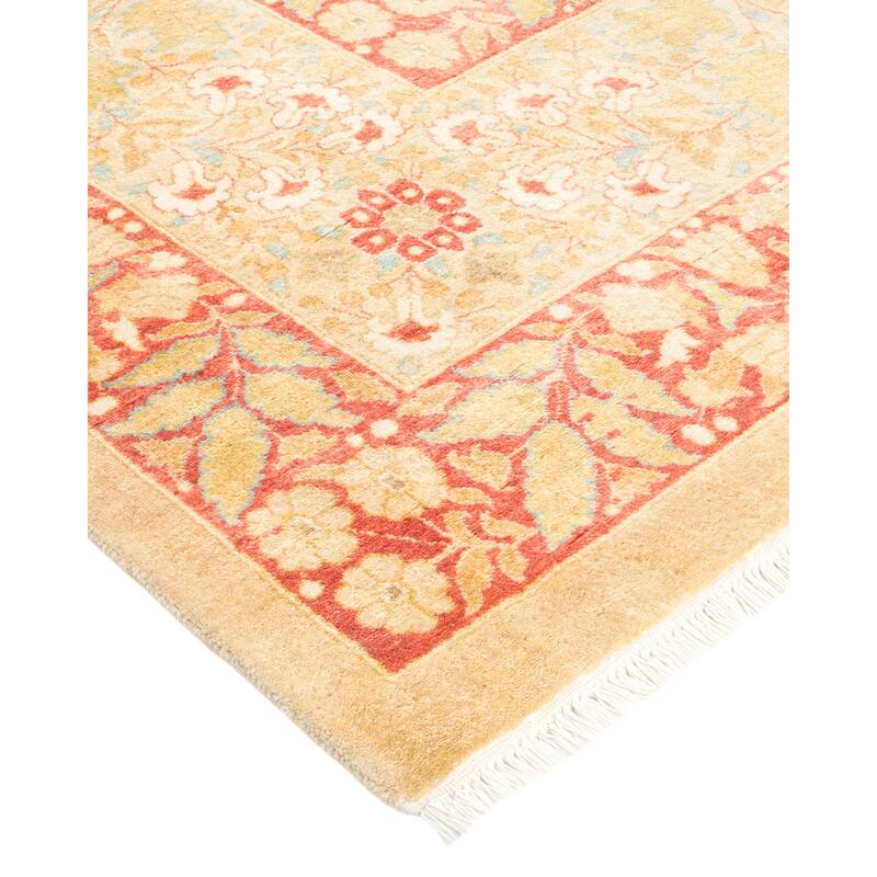 Overton Hand Knotted Wool Vintage Inspired Traditional Mogul Yellow Area Rug - 12' 2" x 17' 6"