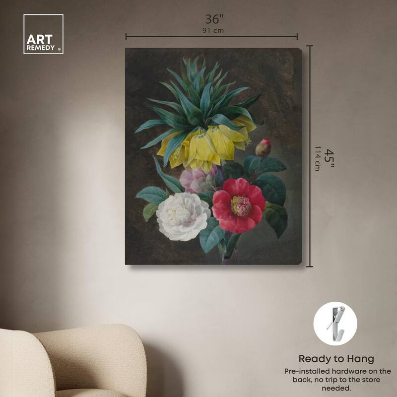 Four Peonies and a Crown Canvas by Art Remedy, Gallery Wrapped