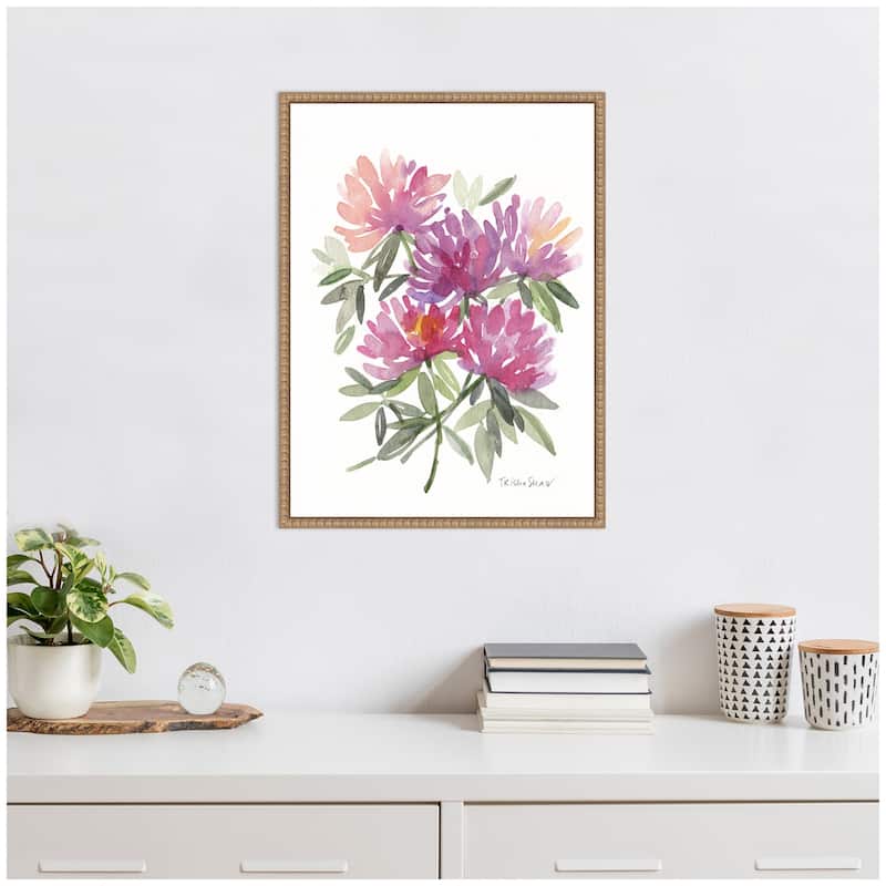 Kate and Laurel Sylvie Abstract Watercolor Pink Floral Framed Canvas by Patricia Shaw