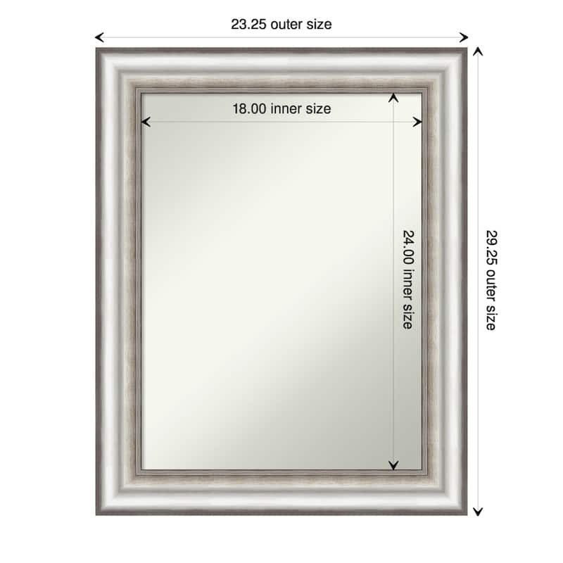 Non-Beveled Bathroom Wall Mirror - Salon Silver Frame - 23 x 29 in - Salon Silver