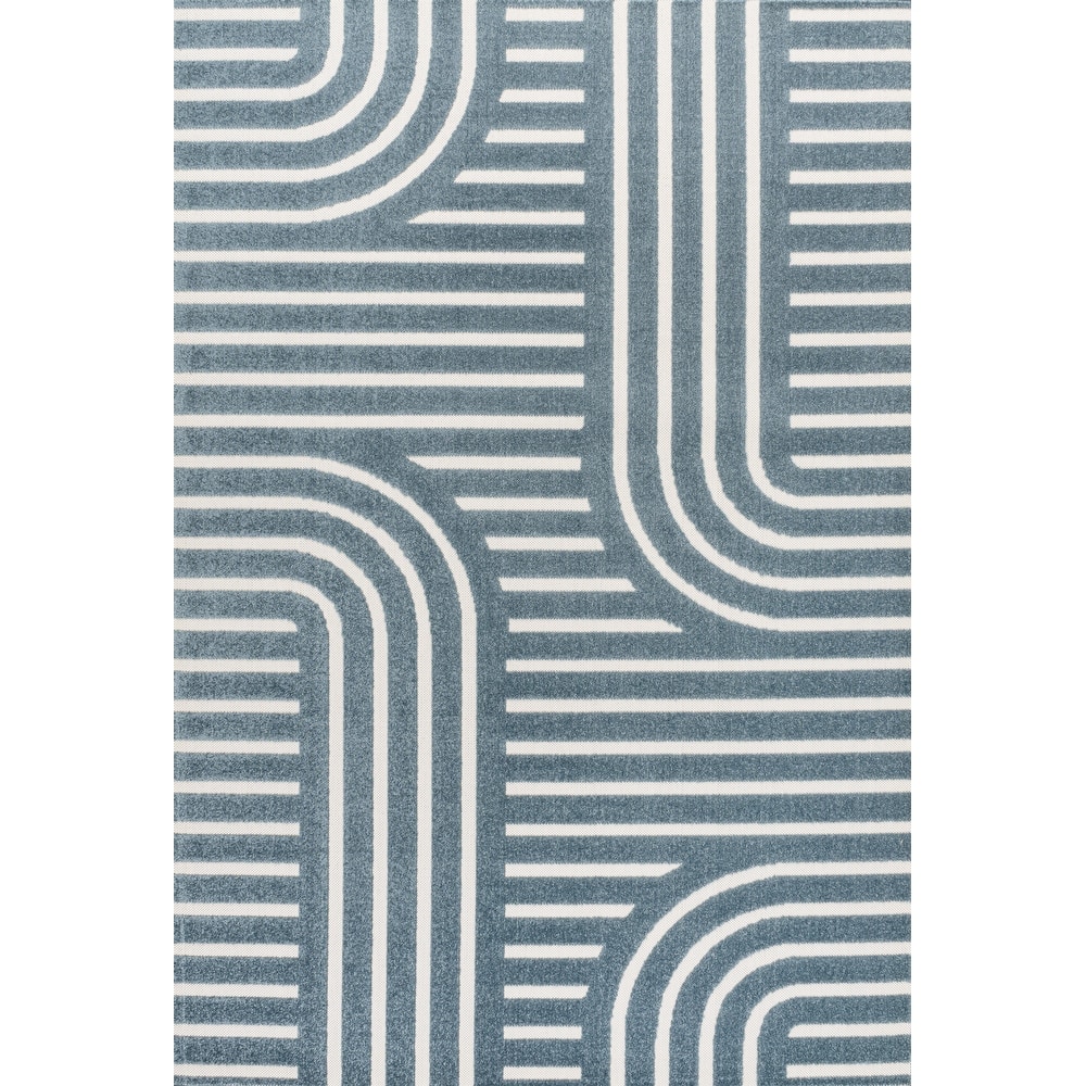 JONATHAN Y Finn High-Low MidCentury Modern Arch Stripe Two-Tone Indoor/Outdoor Rug