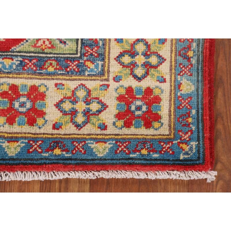 Red Traditional Kazak Rug Handmade Wool Carpet - 2'9" x 4'0"
