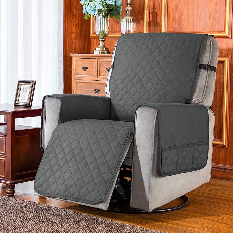 Subrtex Reversible Recliner Sofa Slipcover With Pockets - L - Grey