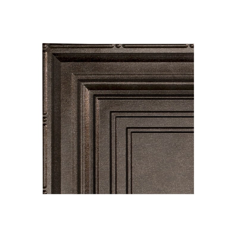 FASÄDE Traditional Style 3 Decorative Vinyl 2ft x 4ft Glue Up Ceiling Panel in Smoked Pewter (5 Pack) - 12in x 12in Sample - Smoked Pewter