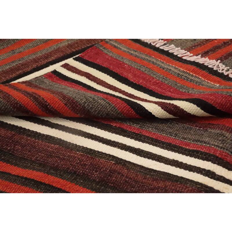 Hand Woven Oriental 100% Wool Carpet Southwestern Geometric Multi-Colored Kilim Area Rug - 8' 9'' X 5' 3''