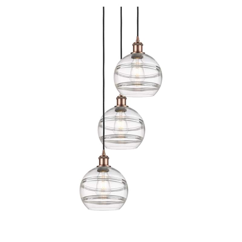 Innovations Lighting 113B-3P-30-15 Rochester Pendant Rochester 3 Light - Antique Copper / Clear