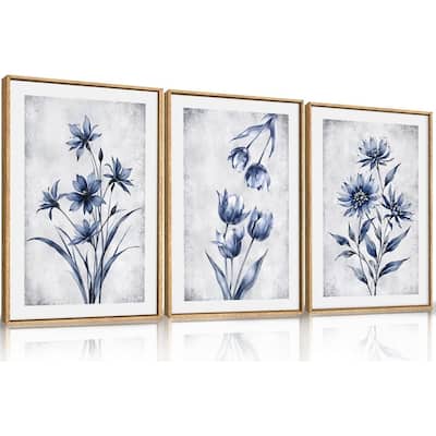 Modern Botanical Plant Wall Decor,Neutral Wildflower Painting