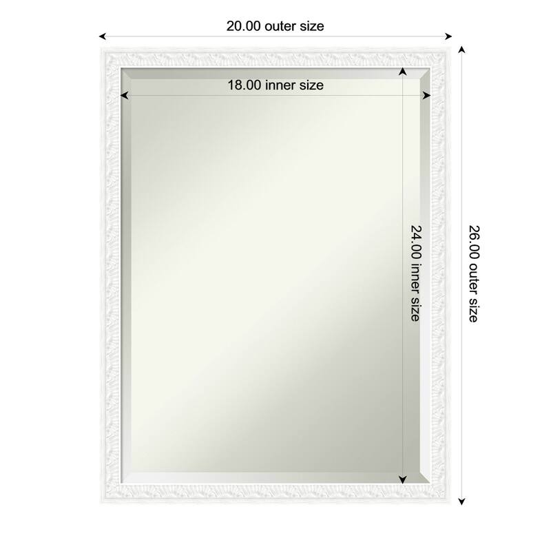 Bethany Beveled Wood Framed Bathroom Vanity Wall Mirror - 20 x 26 in - Bethany White