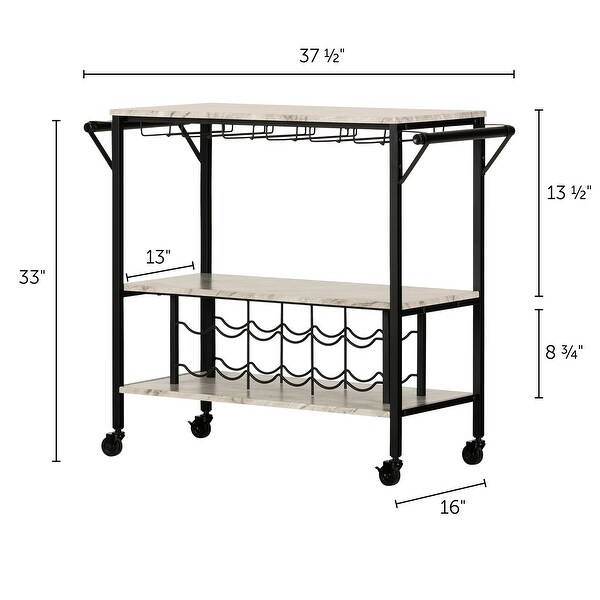 South Shore Maliza Bar Cart w/ Wine Bottle Storage/Glass Rack