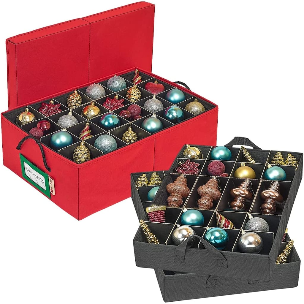 HOLDN’ STORAGE Underbed Christmas Ornament Storage Container Box with Dividers