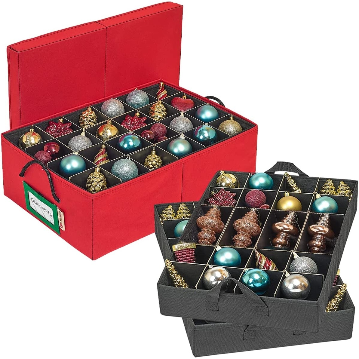 HOLDN’ STORAGE Underbed Christmas Ornament Storage Container Box with Dividers