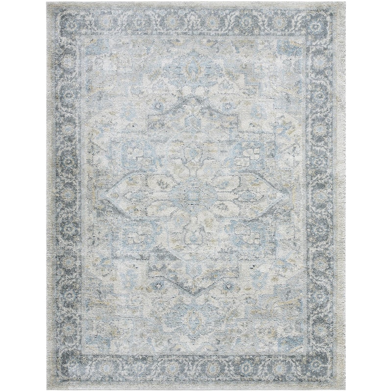 Livabliss Avellino Traditional Area Rug - 2'7" x 7'3" - Grey/Teal - Rectangle