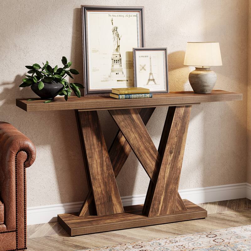 55 Inch Farmhouse Console Table for Entryway / Living Room - Brown