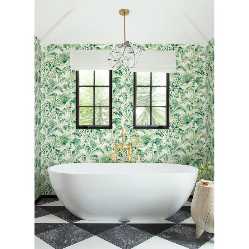 Chesapeake Manaus Green Palm Frond Wallpaper