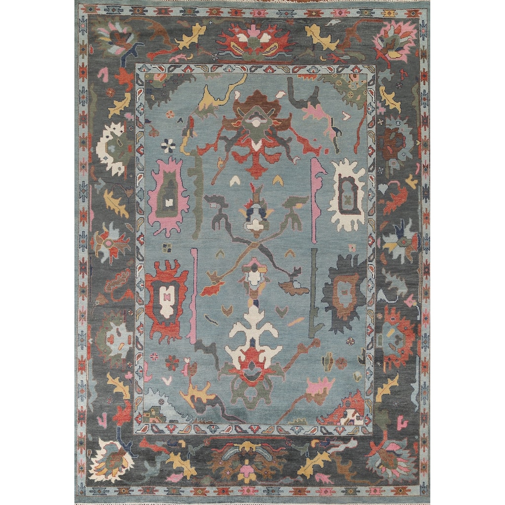 Floral Oushak Indian Area Rug Handmade Wool Carpet - 9'3"x 11'11"
