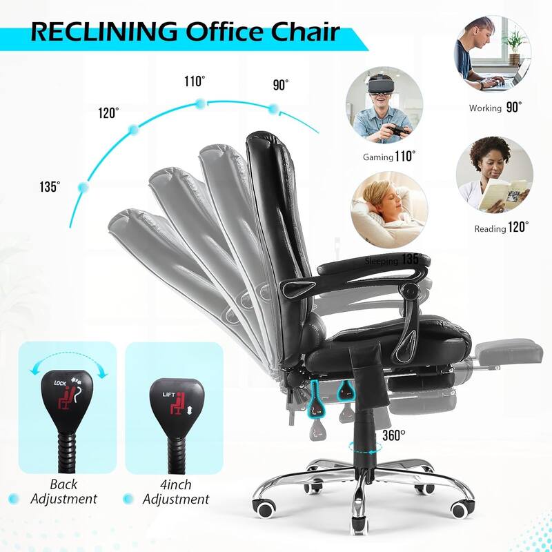AECOJOY Heated Executive Office Chair w/ Massage &Adjustable Height
