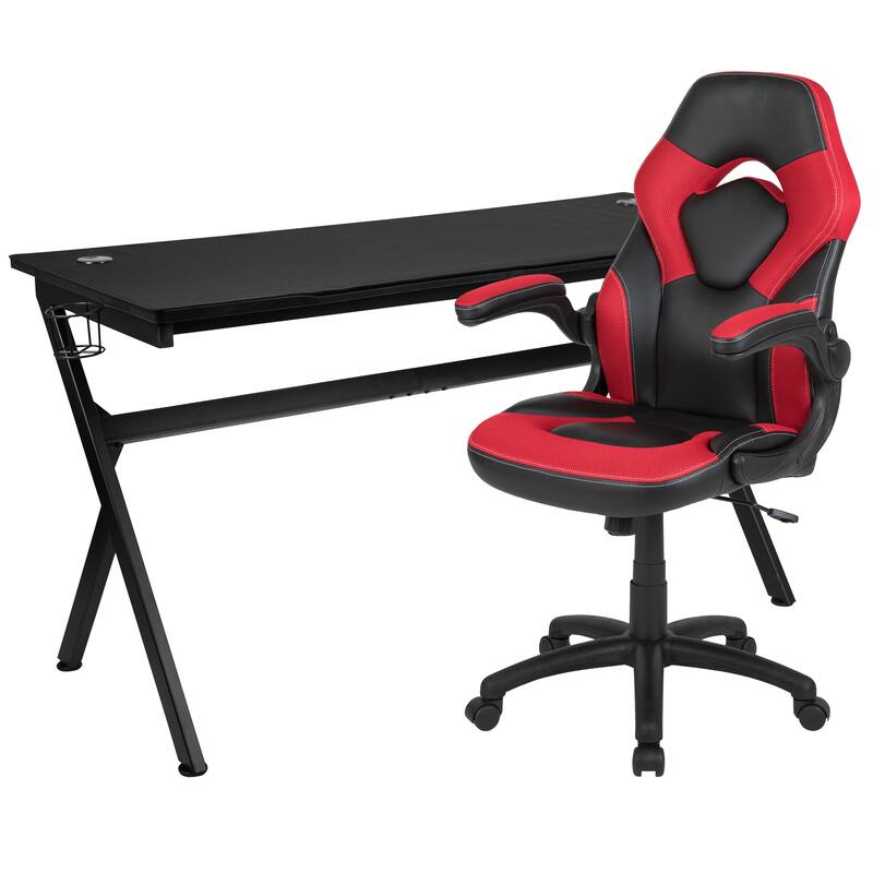 Gaming Desk Bundle - Cup & Headphone Holders/Mouse Pad Top