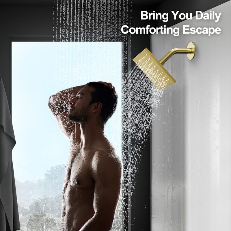 GRANDJOY 3-Function Thermostatic Shower System 12'' Rainfall Shower Head with Anti-Scald Valve