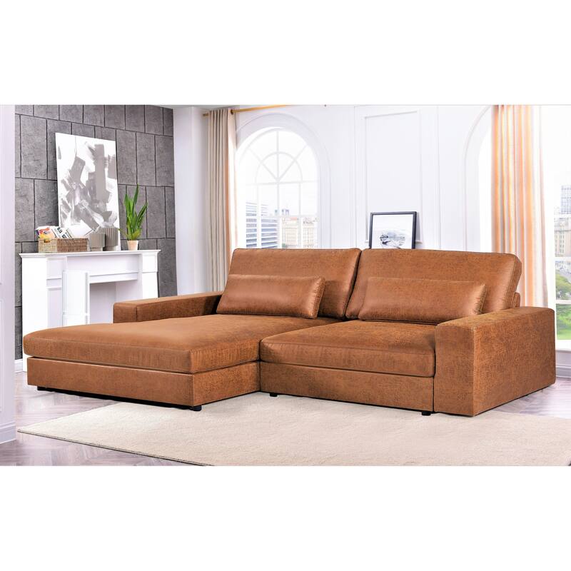 US Pride Furniture 105.52 inch Oversize Facing Chaise Sectional Sofa - Facing Left Brown