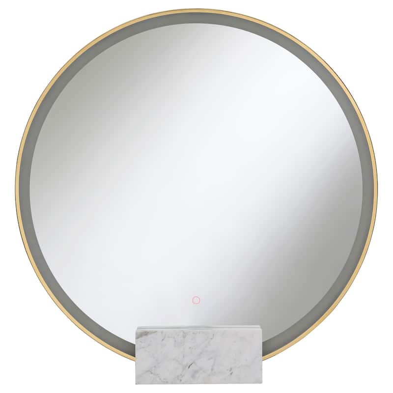 Jocelyn Round LED Vanity Mirror White Marble Base