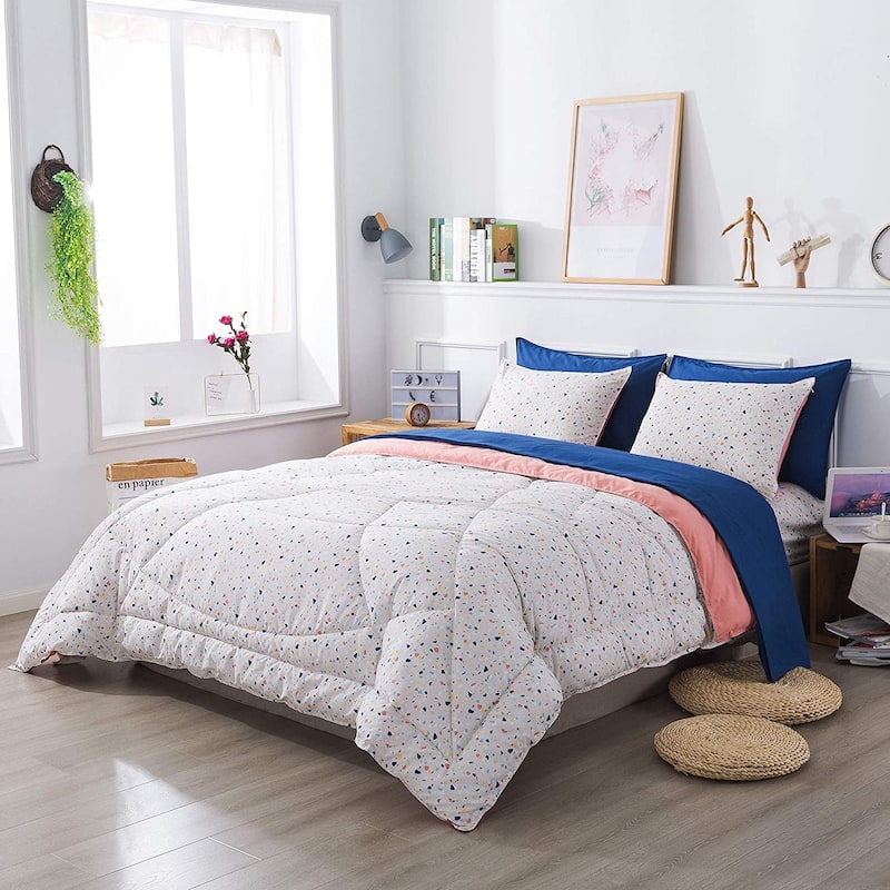 KASENTEX 5 or 7 Piece Bed in A Bag Microfiber Down Alternative Comforter Bedding Set with Sheets and Pillow Cases All Season