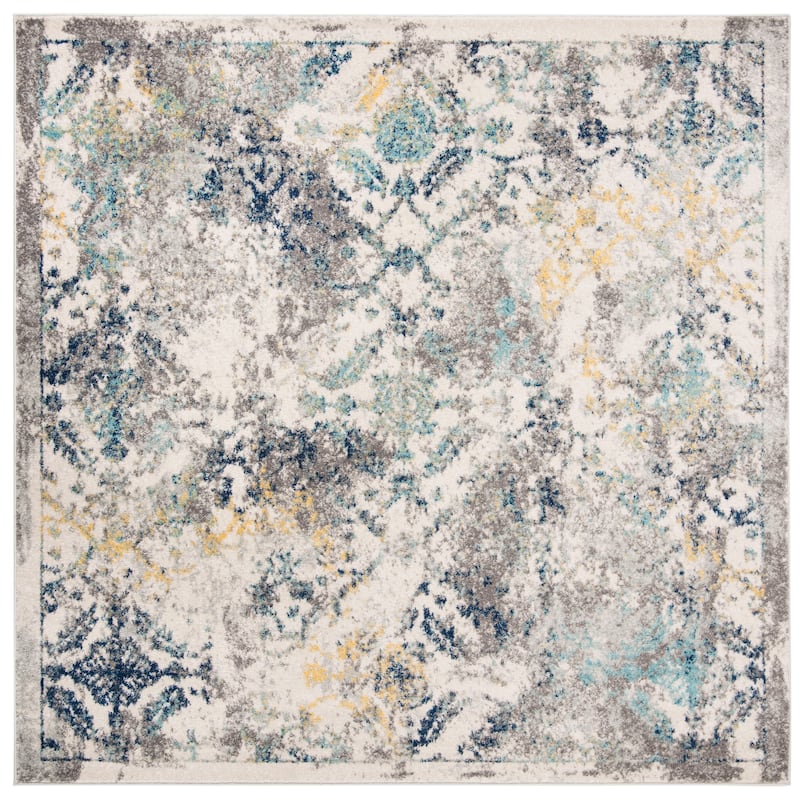 SAFAVIEH Madison Colette Vintage Boho Oriental Rug - 6'7" Square - Ivory/Blue