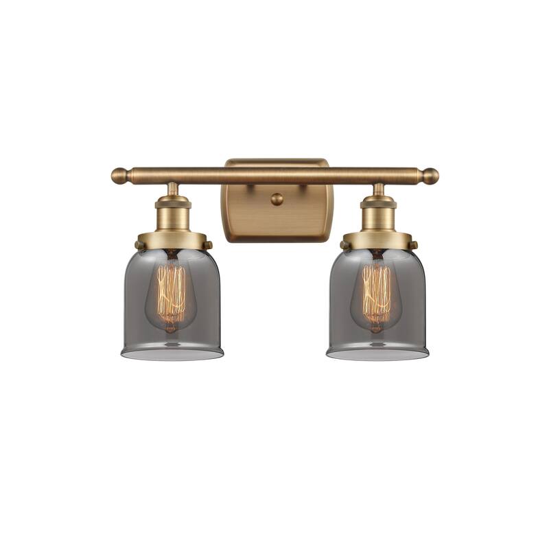 Innovations Lighting 916-2W-12-16 Bell Vanity Bell 2 Light 16" Wide - Brushed Brass / Plated Smoke
